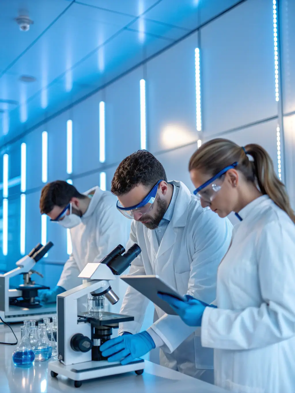 Researchers working in a lab, symbolizing the association's support for research in health and sports science.