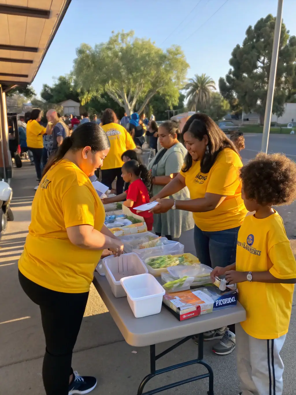 Volunteers assisting at a community event, demonstrating the organization's commitment to community service and engagement.