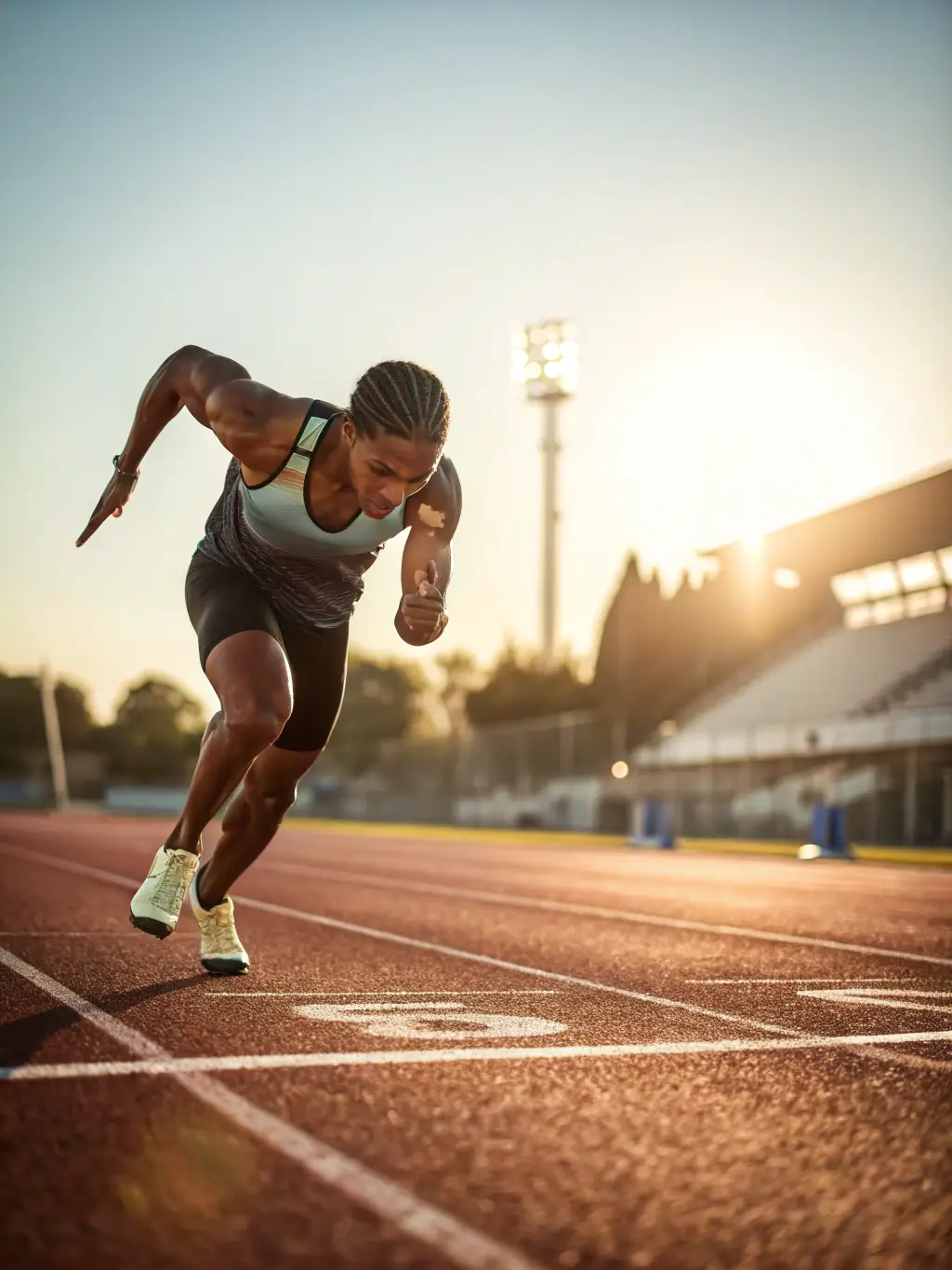 Athletes training on a track under the guidance of a coach, emphasizing the professional training programs offered by 3A13.