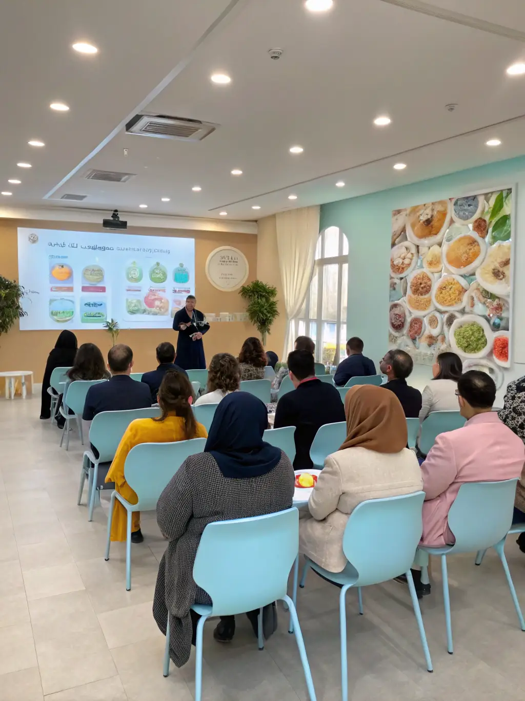 A classroom setting where participants are learning about health and nutrition, highlighting the educational initiatives of 3A13.
